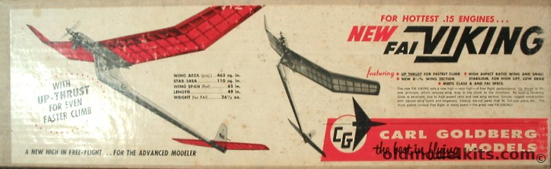 Carl Goldberg Models New FAI Viking - 65 inch Wingspan .15 Gas Engine Free Flight Airplane, G19-695 plastic model kit